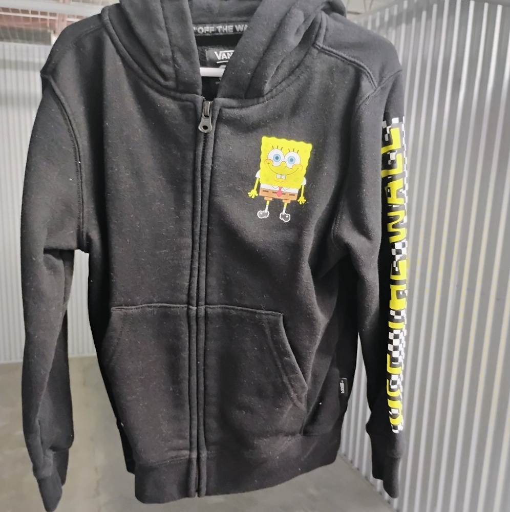 Vans Black Kids Hoodie with SpongeBob Graphic